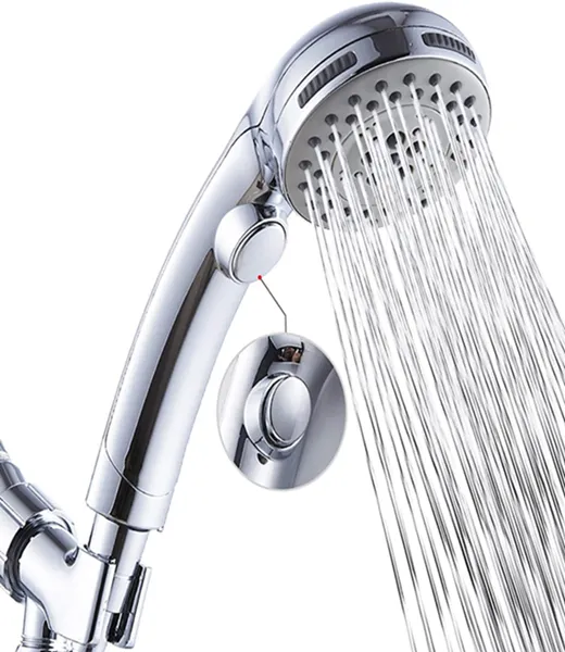 High Pressure 6 Setting Shower Head Hand-Held with ON/OFF Switch and Spa Spray Mode - Hand Held Shower Head with Handheld Spray