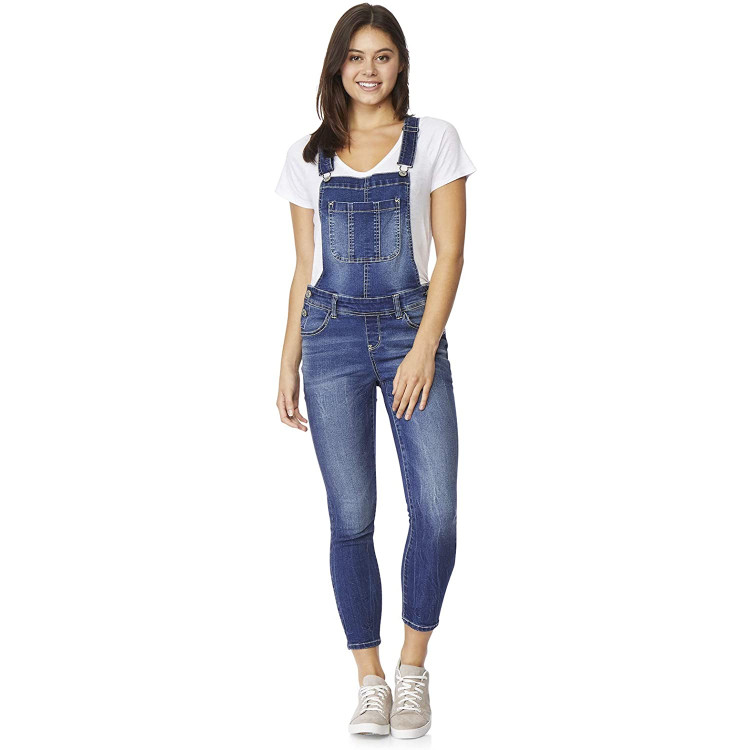 Women's Autumn Causal Solid Adjustable Denim Jumpsuit Solid Color Suspenders