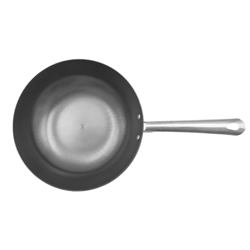 Cast iron cookware round cast iron flat bottom wok with glass lid