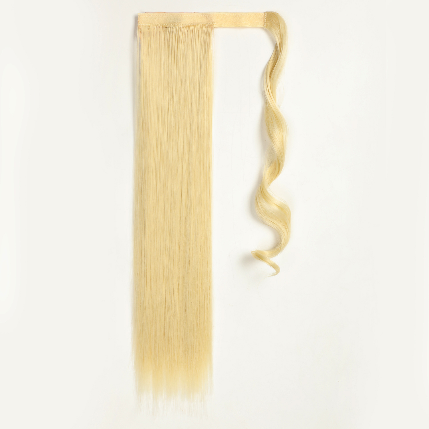 Hot Selling cheap heat resistant ponytail blonde clip in 24" long wrap around synthetic drawstring curly ponytail hair extension