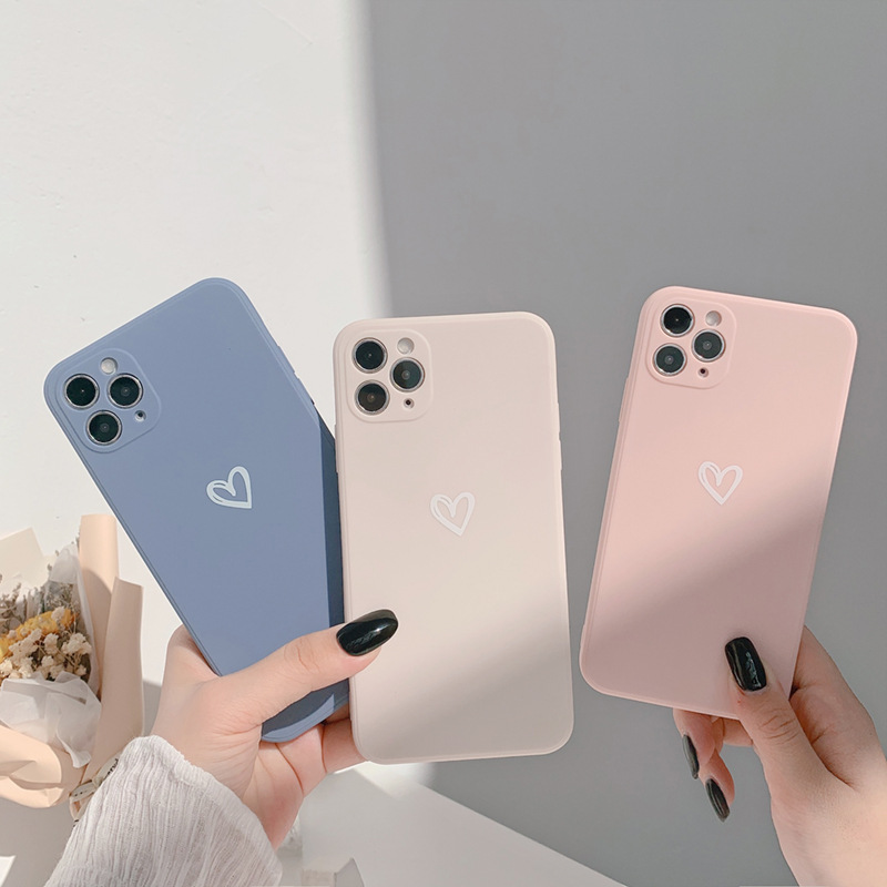 Милый чехол для телефона Love Heart для iPhone, матовый чехол из ТПУ, iPhone 11 Pro Max, Xs, XR, X, 12Mini, 7, 8 Plus, SE