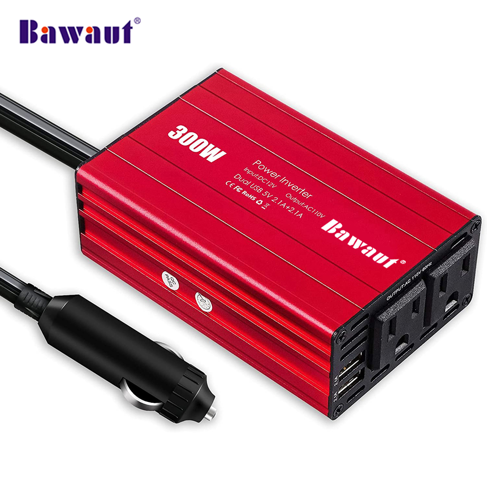 300W 12V 24V to 110V 220V Car inverter laptop charger adapter with USB AC Outlet