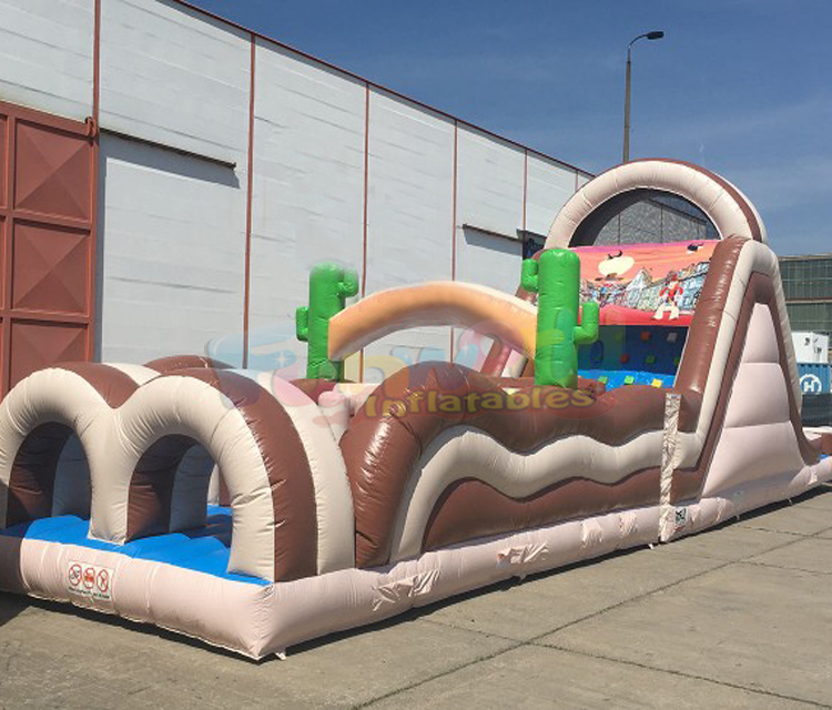 Commercial backyard kids giant cactus bouncer castle bounce house slide inflatable obstacle course