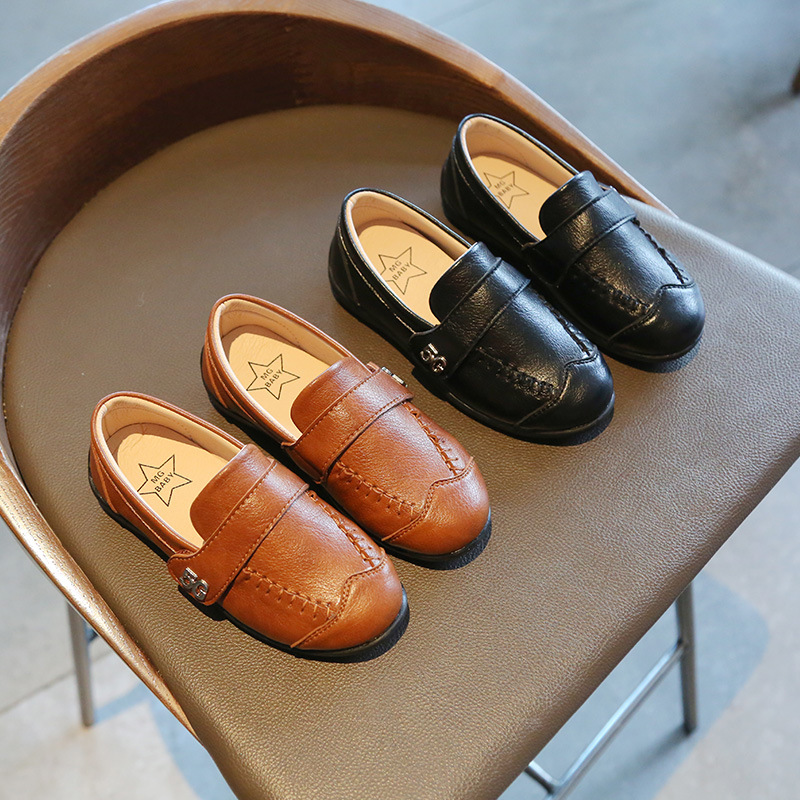 Boys British style small leather shoes soft bottom children retro shoes Spring and Autumn new children's peas shoes children's