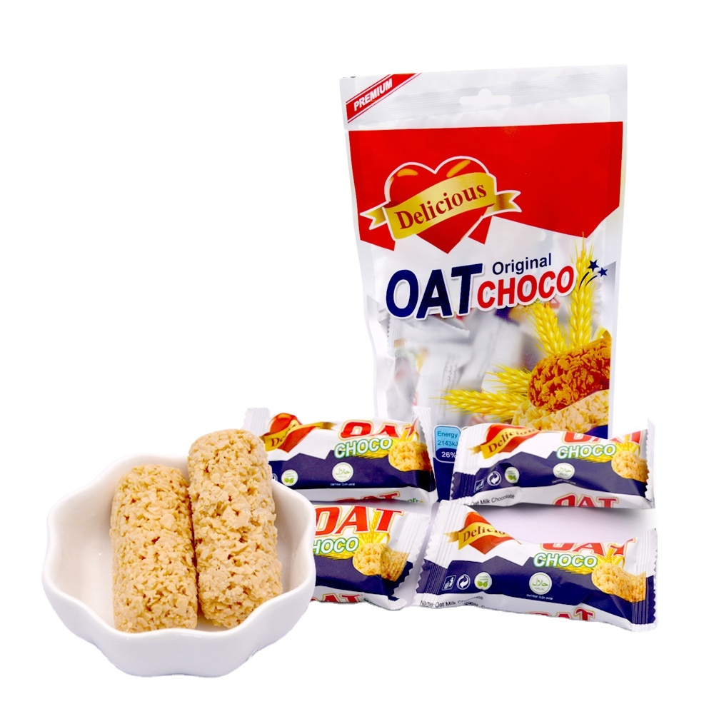 wholesale custom private label halal oat choco bar milk chocolate choco oatmeal biscuit from china