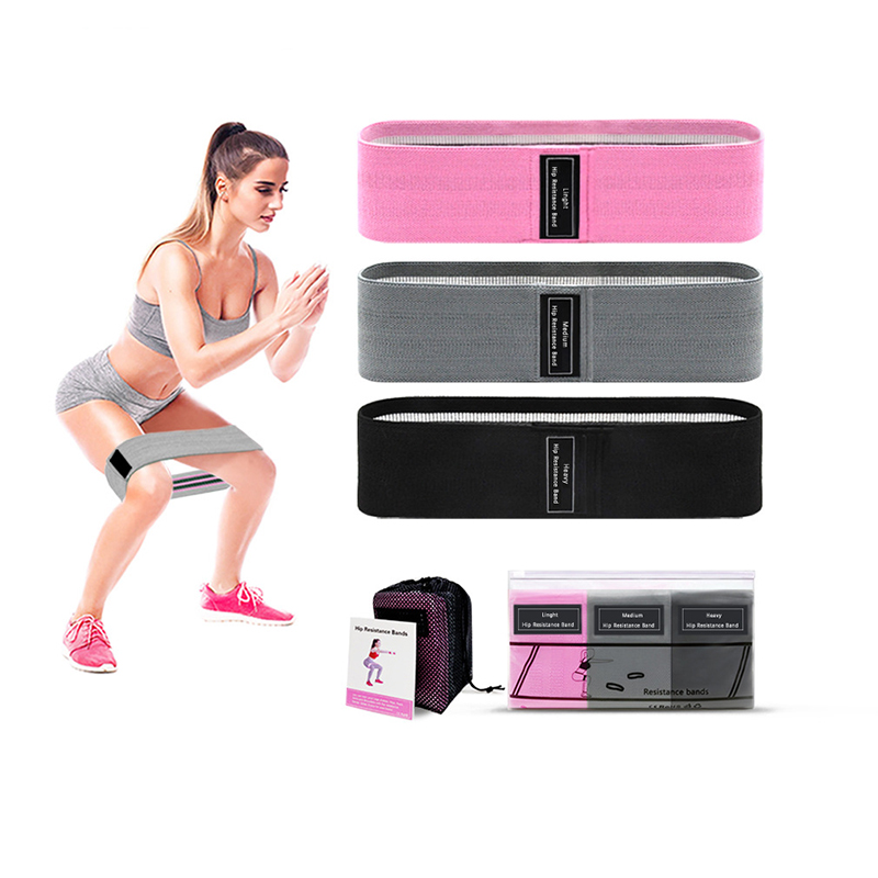 Factory direct fitness Custom set 3 exercise fabric resistance bands
