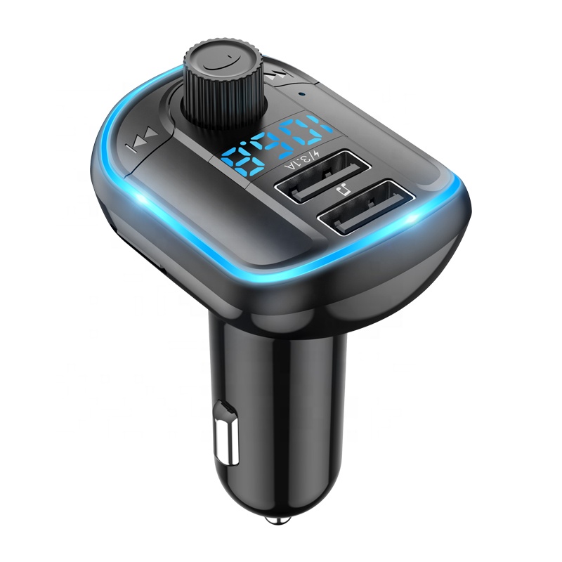 Автомобильный Bluetooth FM-передатчик 5,0, mp3-плеер, FM-радио, музыка, двойное зарядное устройство USB, гарнитура для звонков, подсветка