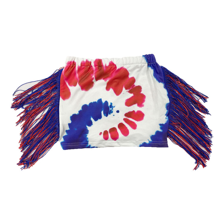 Бесплатная доставка Новое поступление Летняя мода RWB Tie Dye сменный топ с бахромой/юбка