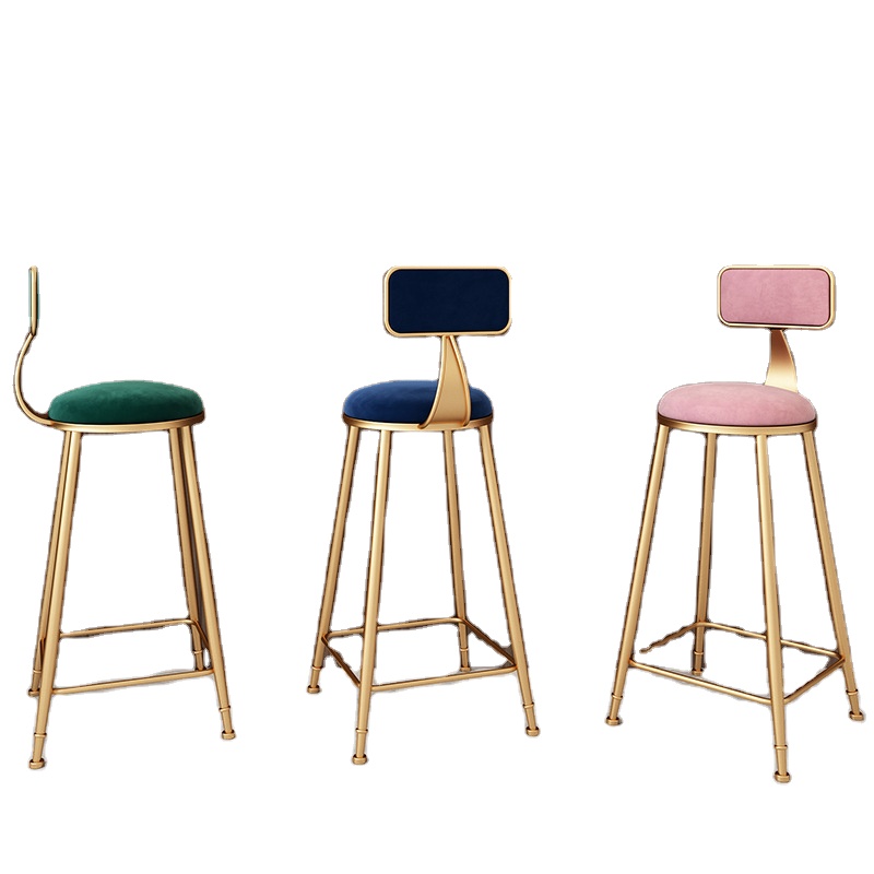 Bar Stools Modern Restaurant Nordic Kitchen Cheap Gold Luxury Furniture High Chair Counter Metal Velvet Bar Stools With Back