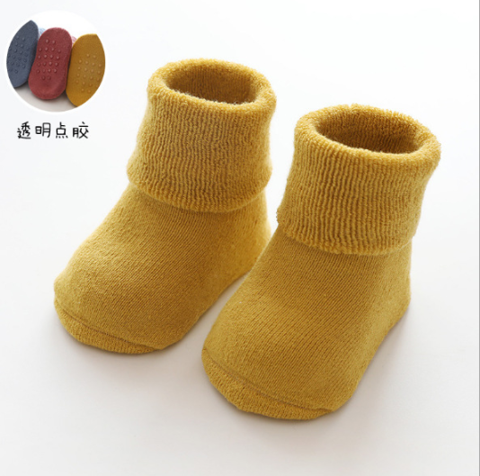 Custom Solid Color Foldable Newborn Baby Socks Boneless Loose Mouth Non-slip Baby Floor Socks