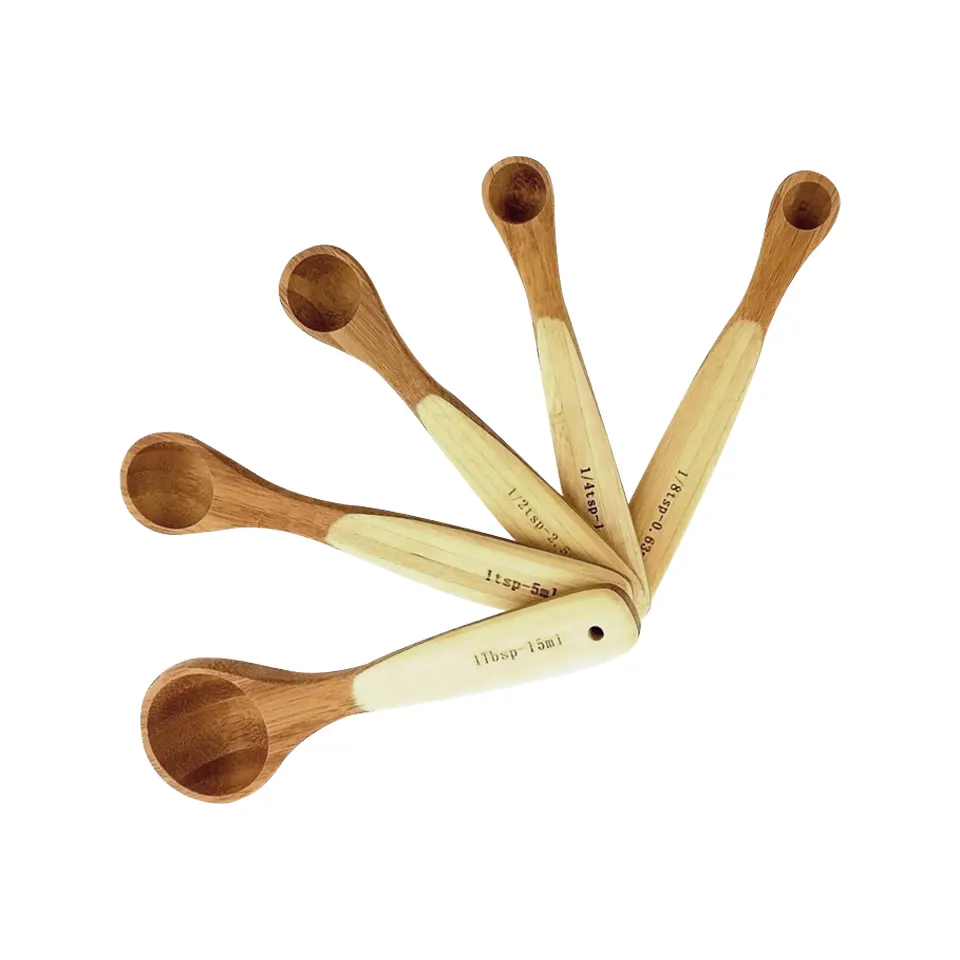 Custom Logo Hot selling wooden | 5pcs wooden Bamboo measuring spoon sets
