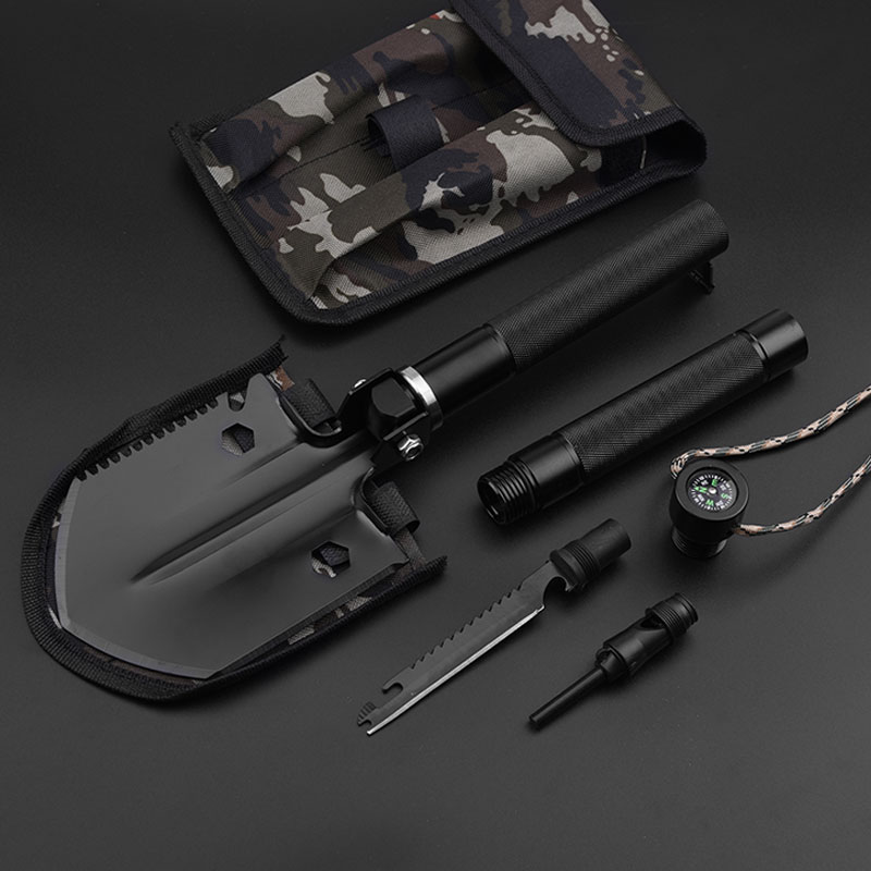 Military Folding Multitool Survival Compact Black Tactical Shovel