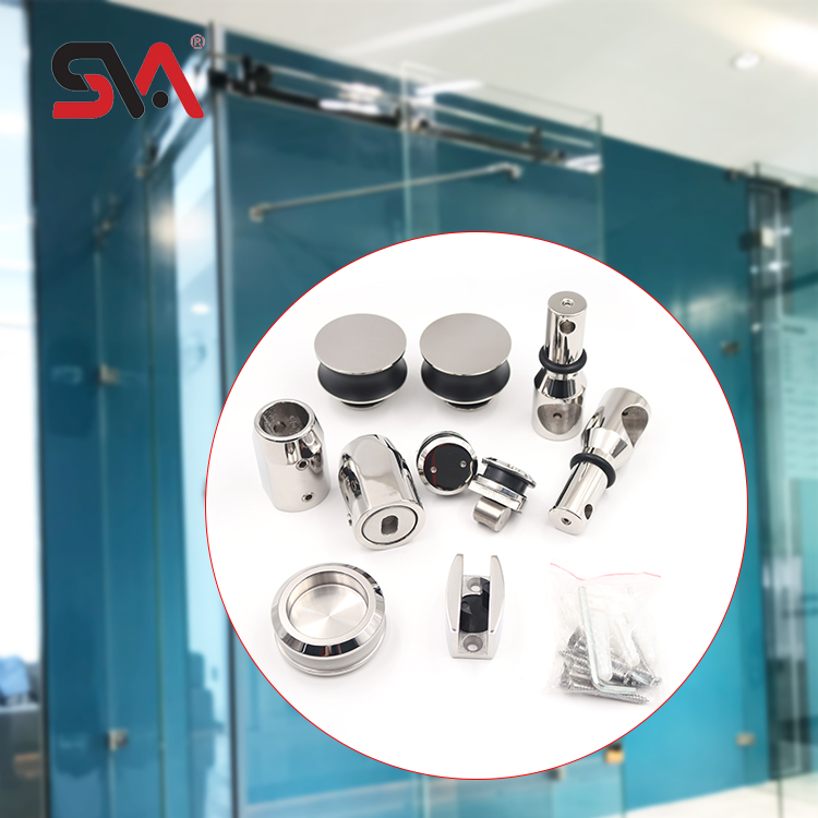 Chinese Factory Soft Closing Round Tube Stainless Steel Sliding Door Accessories Glass Hardware