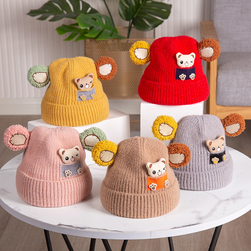 Jacquard Soft Custom Logo Winter Knitted Stylish baby hat cotton