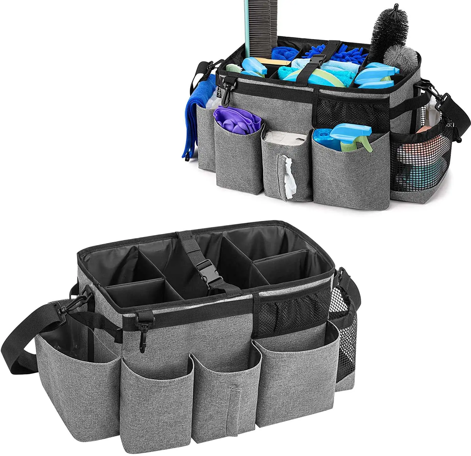 Customized Large durable leak-proof Wearable Multifunction Case Storage Bags Cleaning Caddy Bag with 4 Foldable Dividers