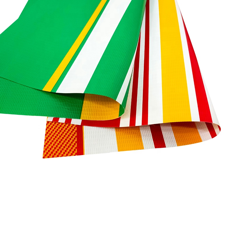 Customized PVC Striped Colors Tarpaulin Waterproof Coated Fabric for Sunshade