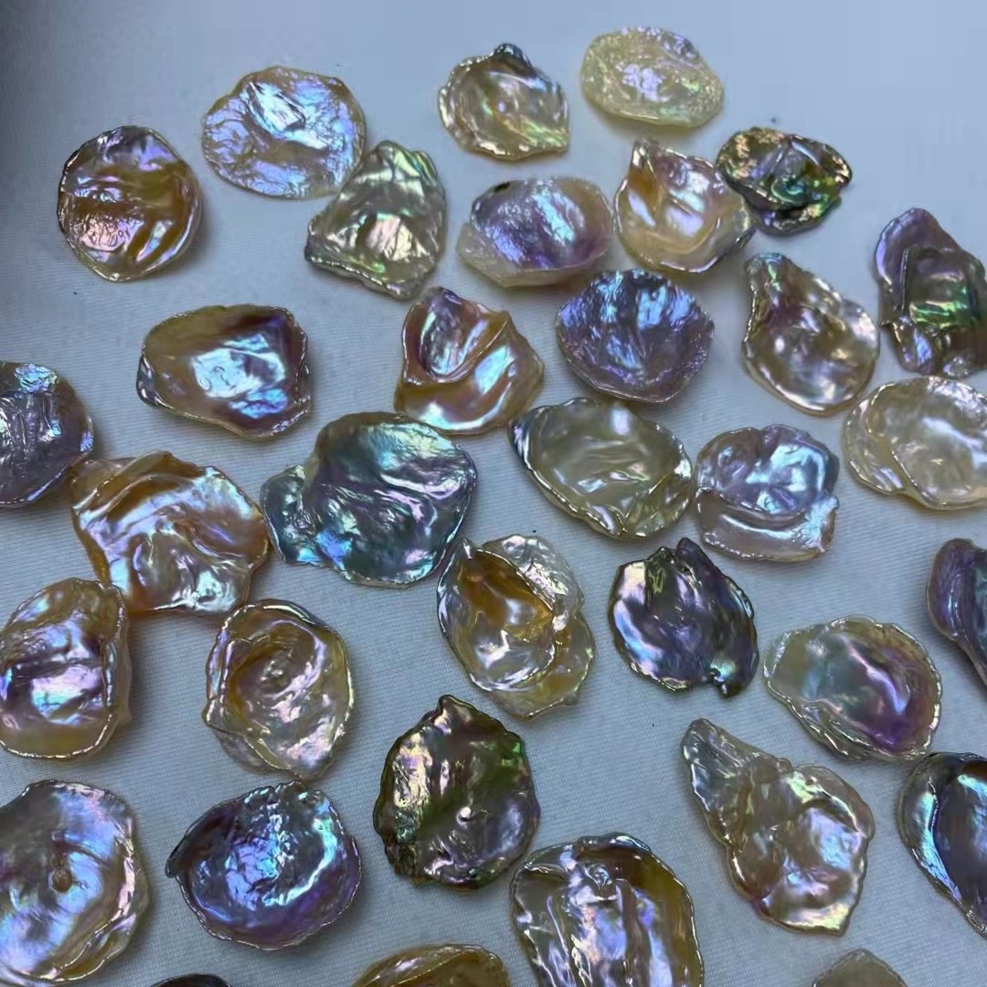 15-16mm 3A wholesale big large size real natural fresh water freshwater cultured string strands beads coin pearl