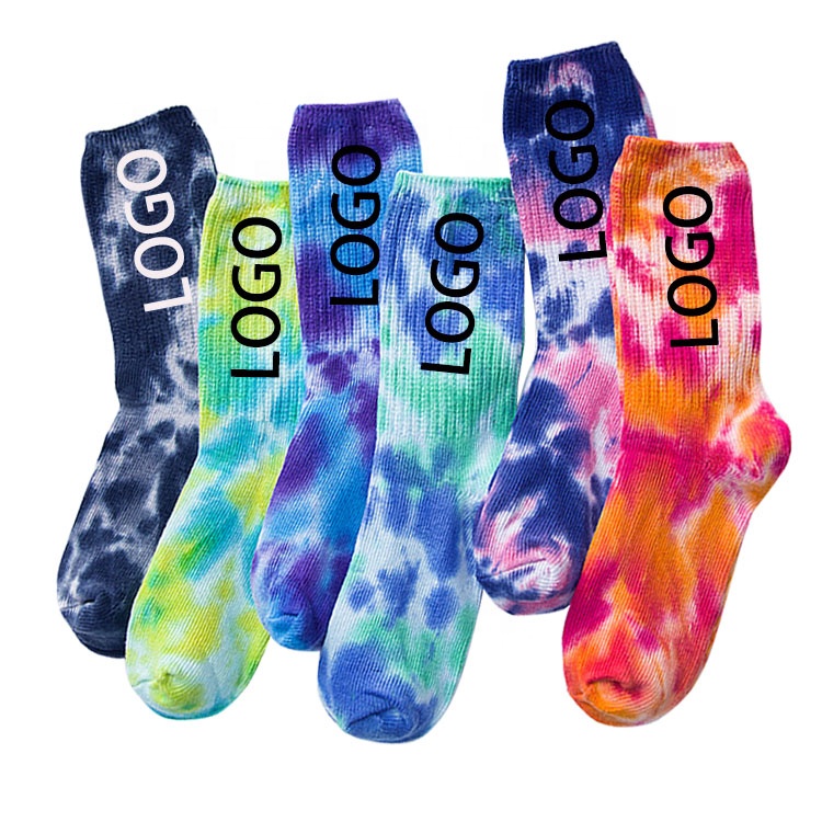 Custom Logo Comfortable Women Fashion Skateboard Ankle Tie Dye Sport Socks