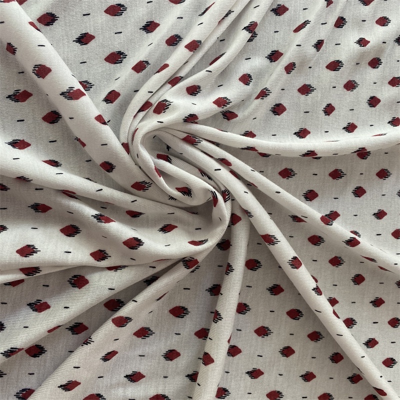2021 New design strawberry pattern printed 26s knitted viscose elastane siro jersey spandex fabric for garments