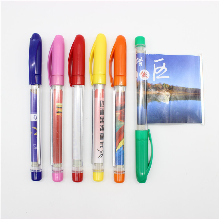 Cheap gift pull out promotional pen with roll out paper custom LOGO gift message banner pen