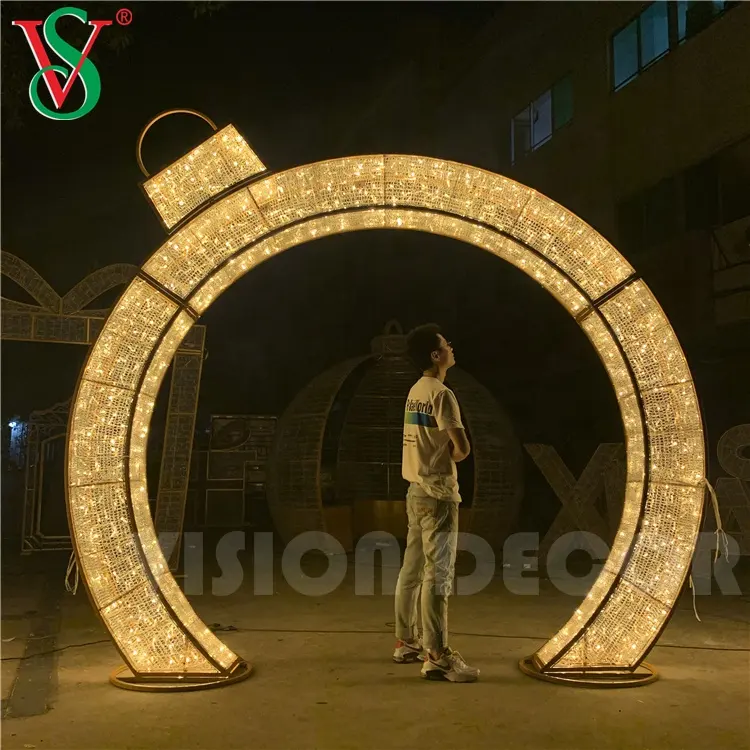 Led Arch Light Christmas Commercial Project 3D Walk Thru Giant Ornaments Led Acrylic Motif Arch Decoration Lights