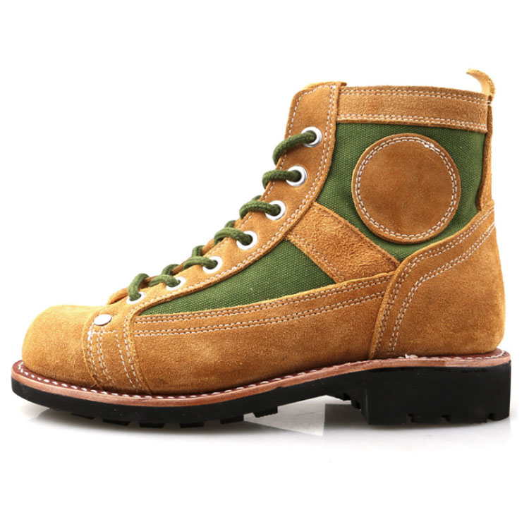 Yellow Goodyear Classy WW2 US Army Rough Out Ankle Military Jungle Boots Vintage Floral Combat Boots