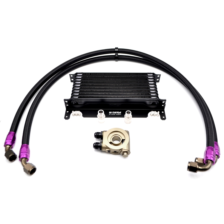 SK CUSTOM Universal Thermostat Aluminum Oil Cooler Sandwich Thread Plate Adapter Kit