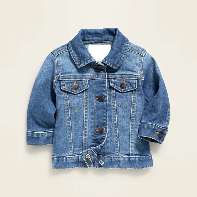 Unisex medium wash Jean coats custom baby boys' jackets kids denim jacket