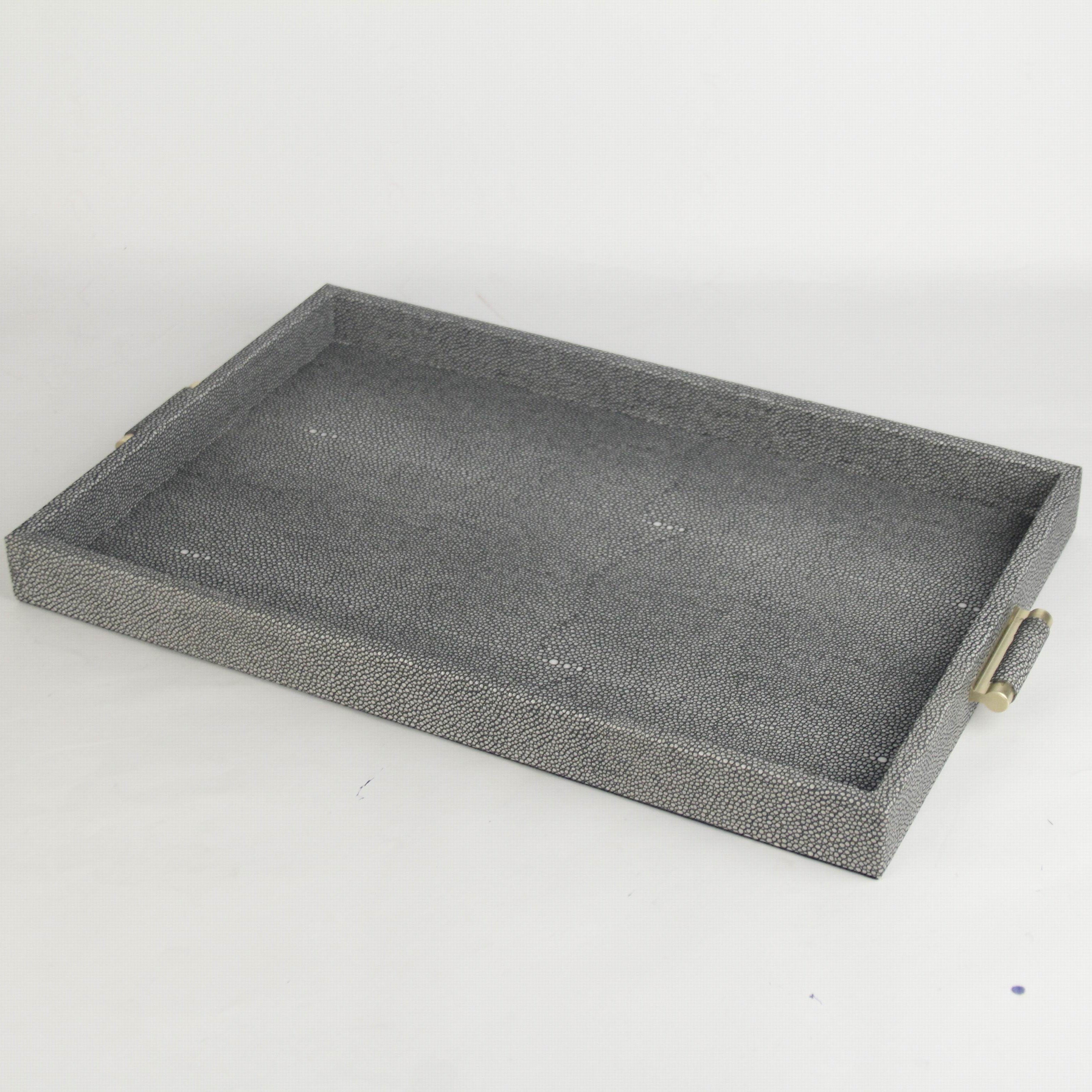 Shagreen поднос из искусственной кожи с золотой ручкой