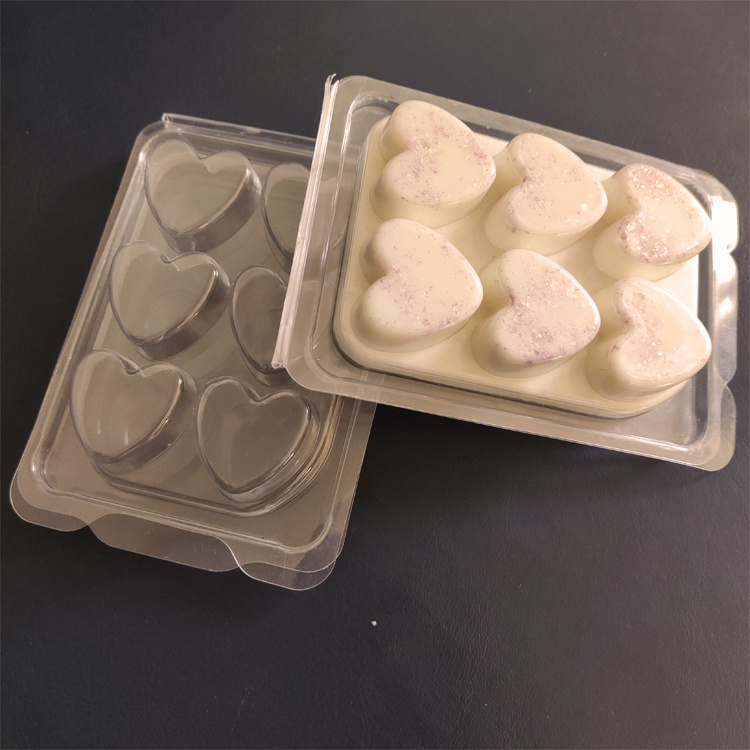 6 Large Love Heart Wax Clam Shell Packaging 6 CAVITY HEART CLAMSHELL Hearts Blister Packaging