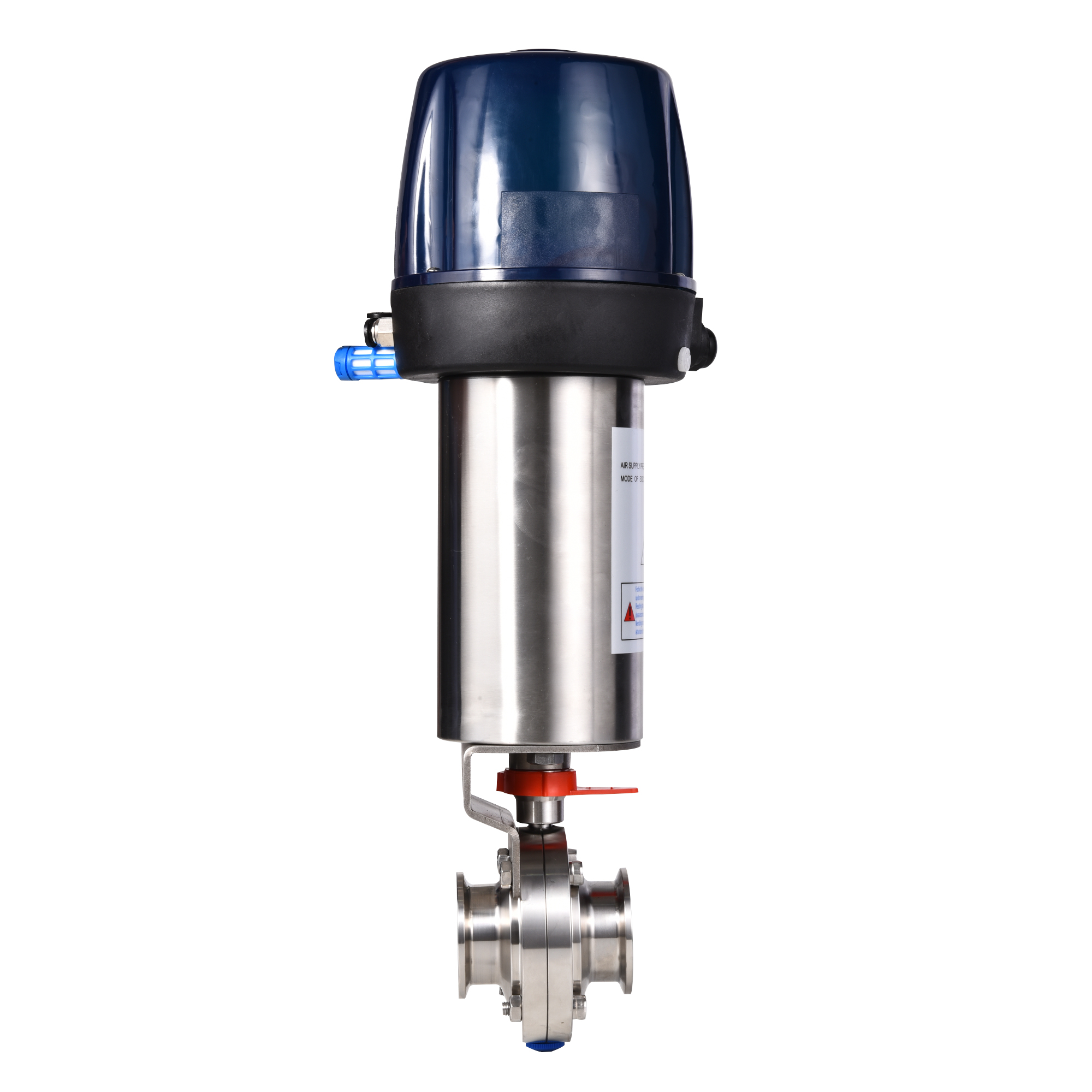 Food Grade Stainless Steel SS304 Intelligent Sanitary Butterfly Valve With SS Pneumatic Actuator NC/NO Single-Acting