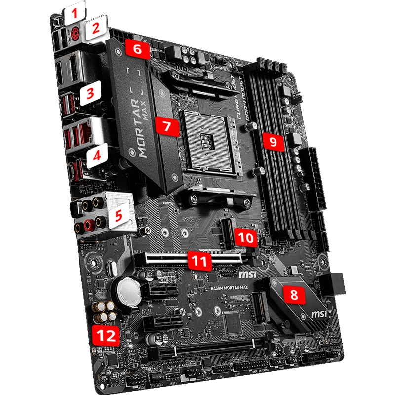 Горячая Распродажа Материнская плата MSI AMD B450M DDR4 128 ГБ для игрового настольного компьютера mATX B450 AM4