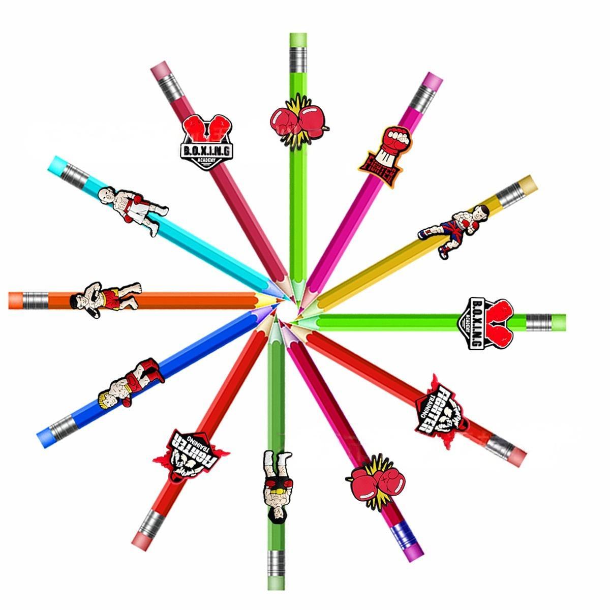 Pencil charm Pencil Soft Rubber PVC Sports boxing free combat Pencil Topper Plastic Rubber removable reusable Cartoon Character