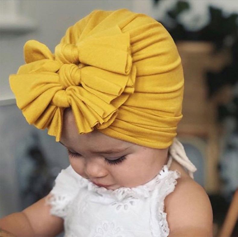 Fashion Best Seller Bloom Flower Baby Knot Toddler Head Wrap Cute Baby Hair Accessory Solid Color Elastic Infant Turban