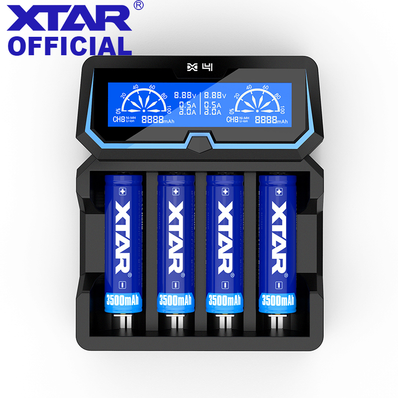 Зарядное устройство для аккумуляторов XTAR X4 с питанием от переменного/постоянного тока 18650 21700, быстрое зарядное устройство макс. 2 а с функцией внешнего аккумулятора