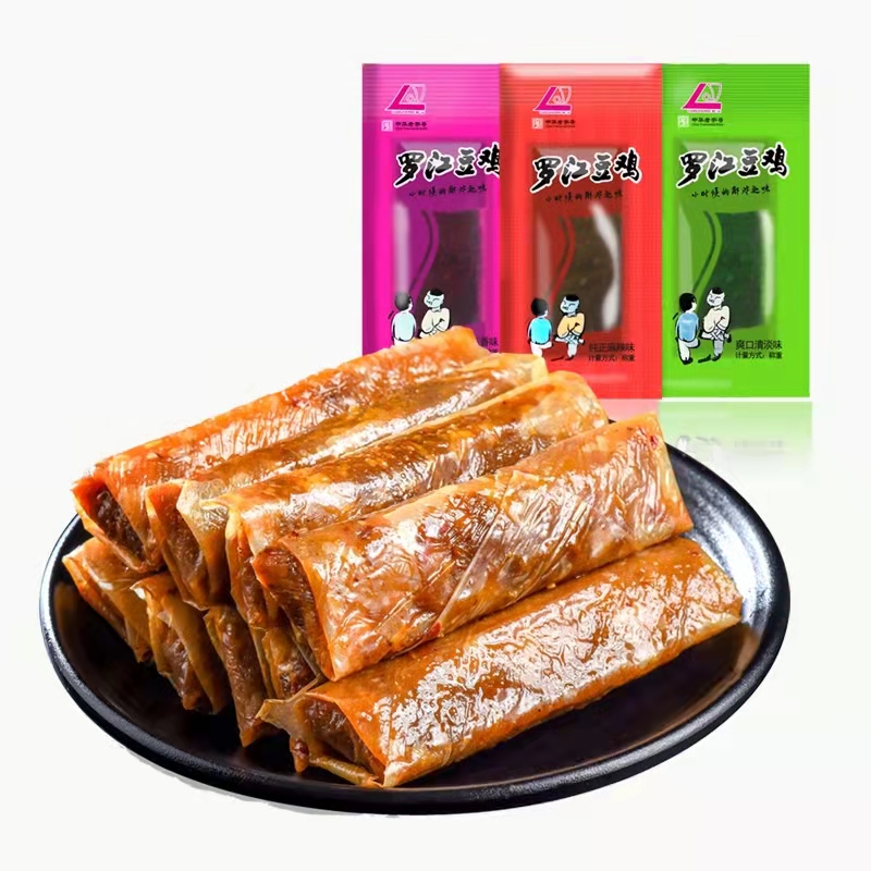 500g/bag Mixed Taste Sichuan Local Snacks Luojiang Bean Chicken Soybean Products