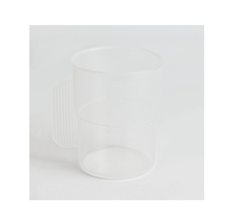 Fast Selling Natural translucent PP Color 60ml Disposable Medicine use Cup C/W Handle