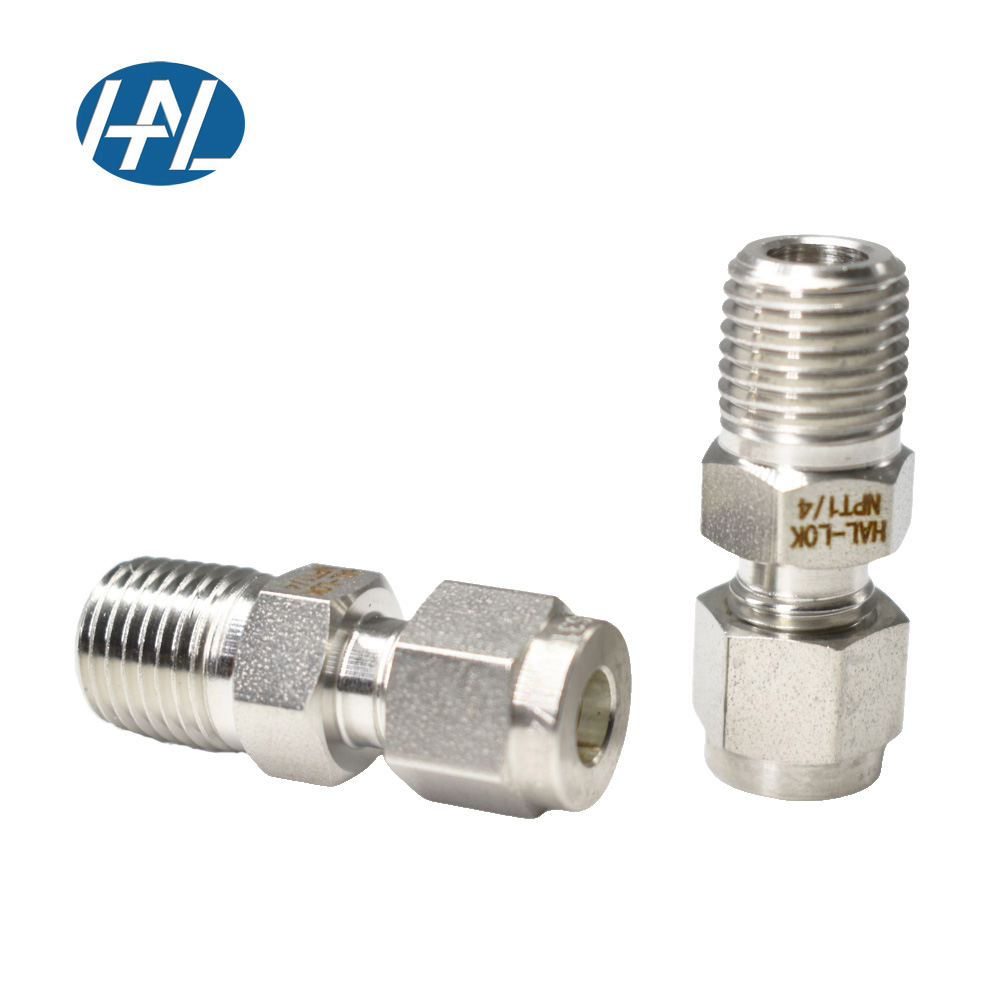 Haoliu stainless steel 2mm to 25mm double ferrule straight through intermediate joint external thread terminal joint