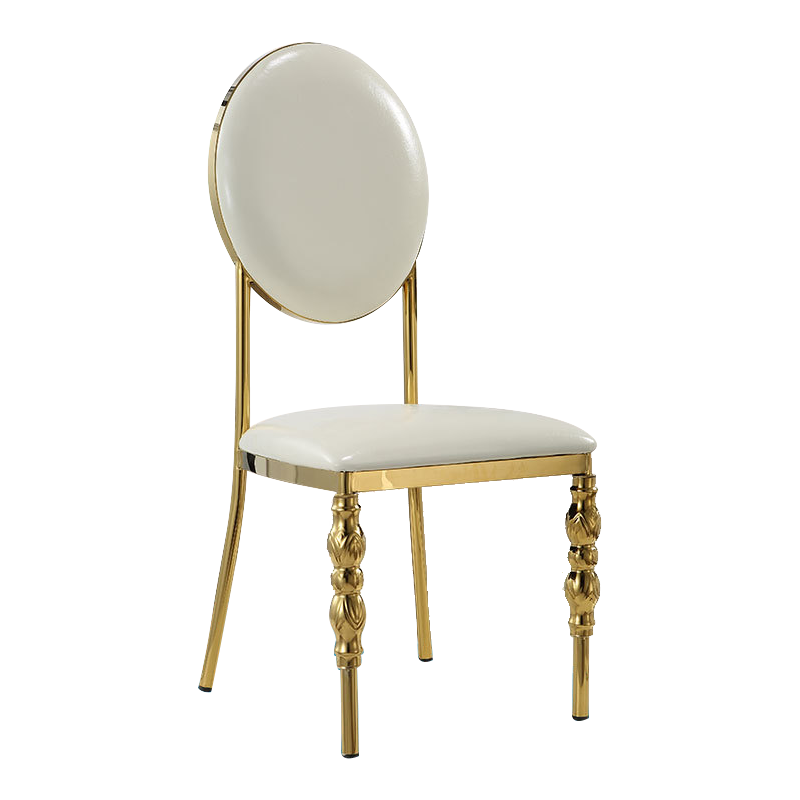 Outdoor Minimalist Rental Stainless Steel Gold Stacking Round Back Dining Furniture Wedding Party Event Dinning Chairs