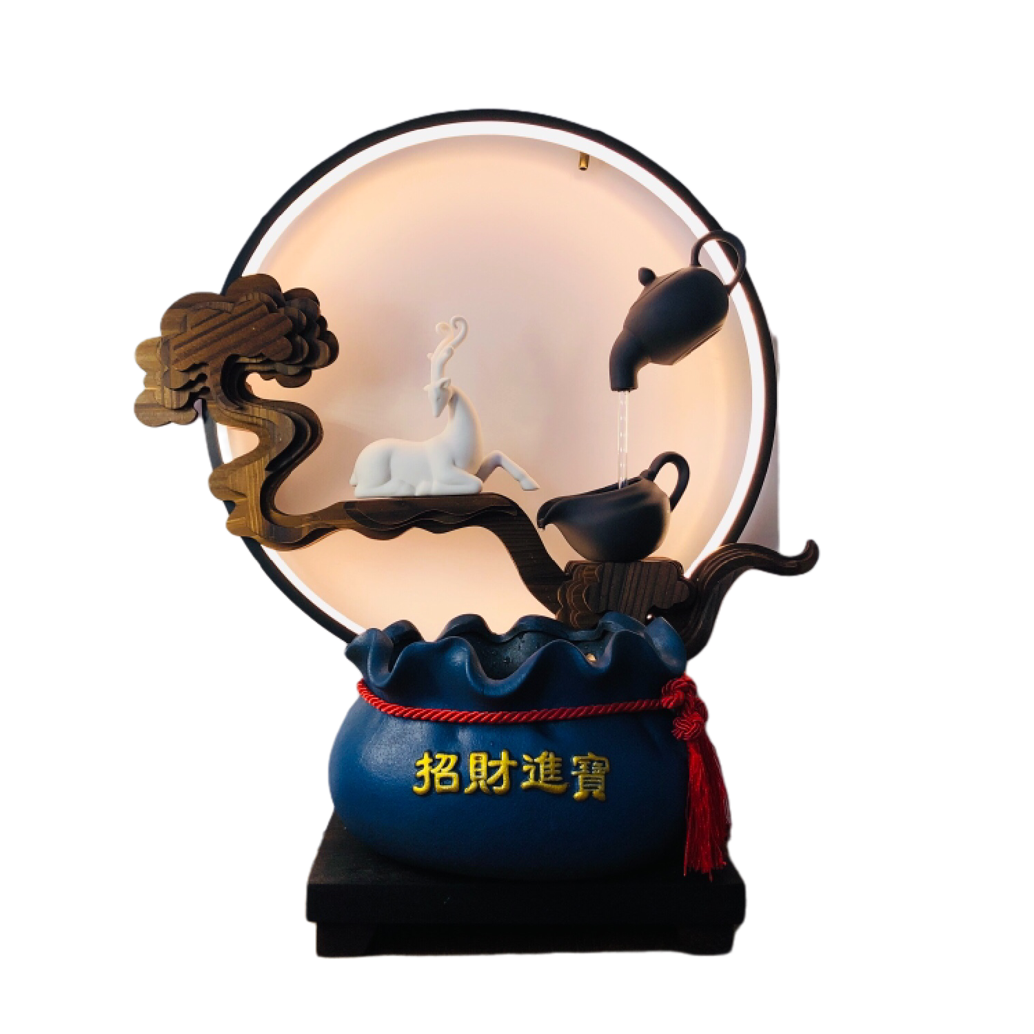 Table Top Decor Chinese Zen Aroma Ornaments Retro Auspicious Cloud Cornucopia Water Suction Pump Backflow Incense Cone Incense