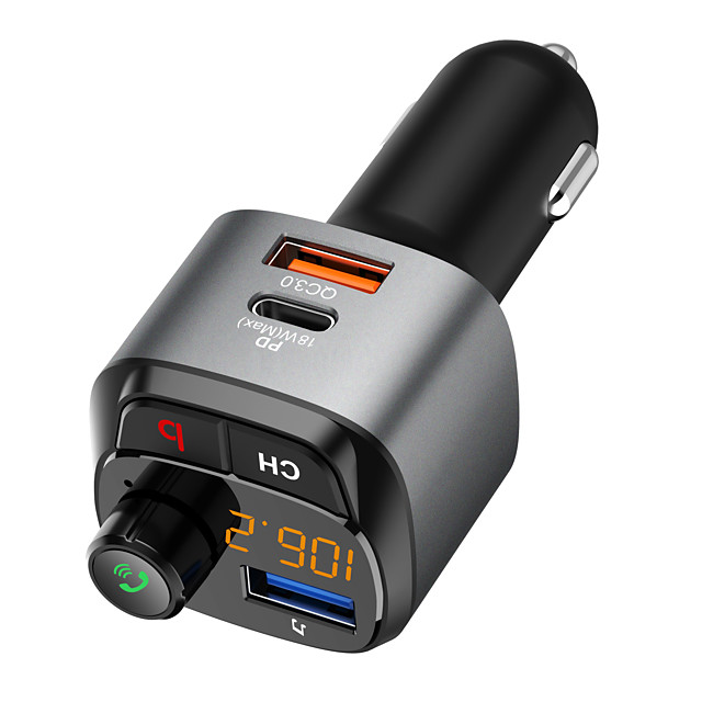 QC3.0 PD автомобильное USB быстрое зарядное устройство MP3 плеер Бас Звук Bluetooth 5,0 Handsfree беспроводной автомобильный комплект