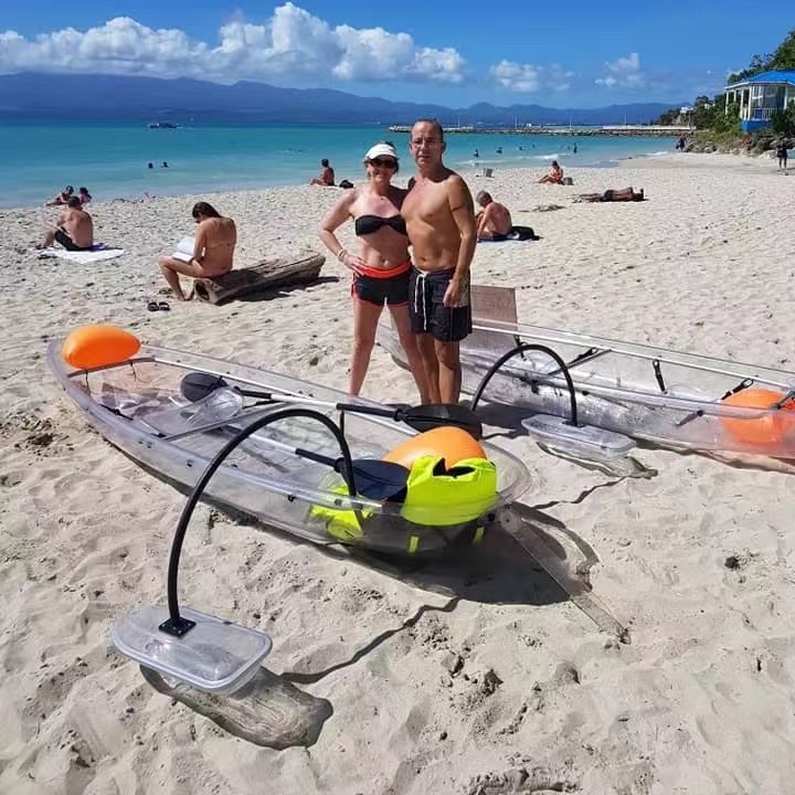 PC Top Sale 2 Seats Clear Canoe Boat With Paddles Balance Bar Transparent Kayak