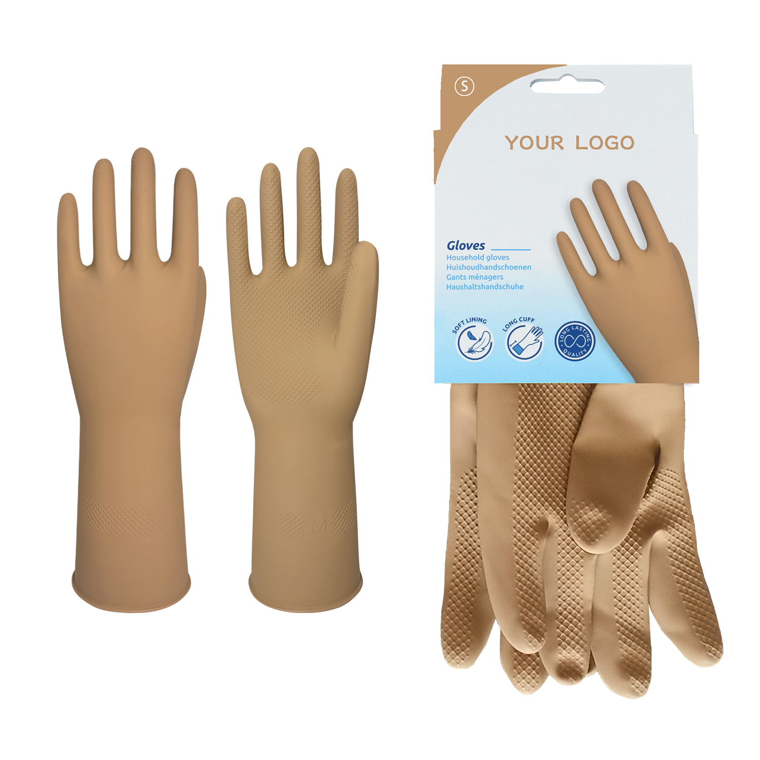 Korean 32cm long multi purpose flexible reusable kitchen dish washing cleaning dishwashing natural latex household rubber gloves