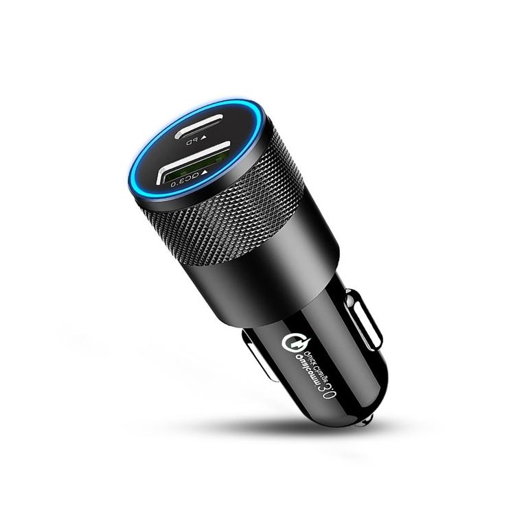 Ali baba hot sell mini ce rosh universal pd 12v 3amp output car charger with USB type c port