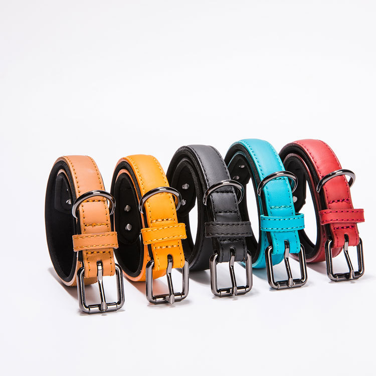 Luxury Double layer Leather Handmade Pet Collars Comfort Padded Waterproof Dog Collar with vegetable tanned leather