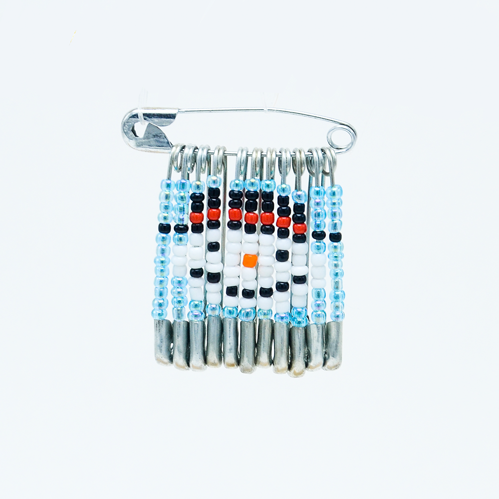 Handmade Holiday design beads safety pin brooch