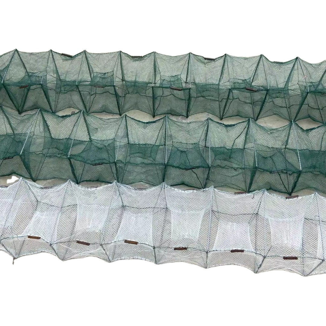 Hot selling long train Trap in China OF 19 Sections fishing trap cage for crabs lobsers and shrimps