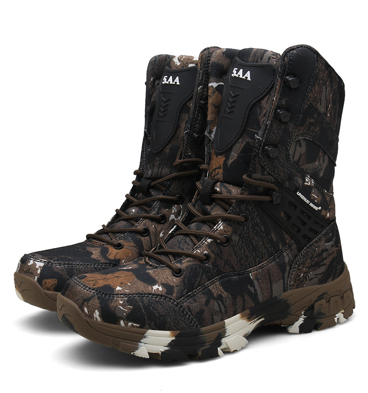 High Quality Waterproof Wear-resistant Large Size Outdoor High-top Camo Military Combat Boots For Men Hunting Desert Climbing