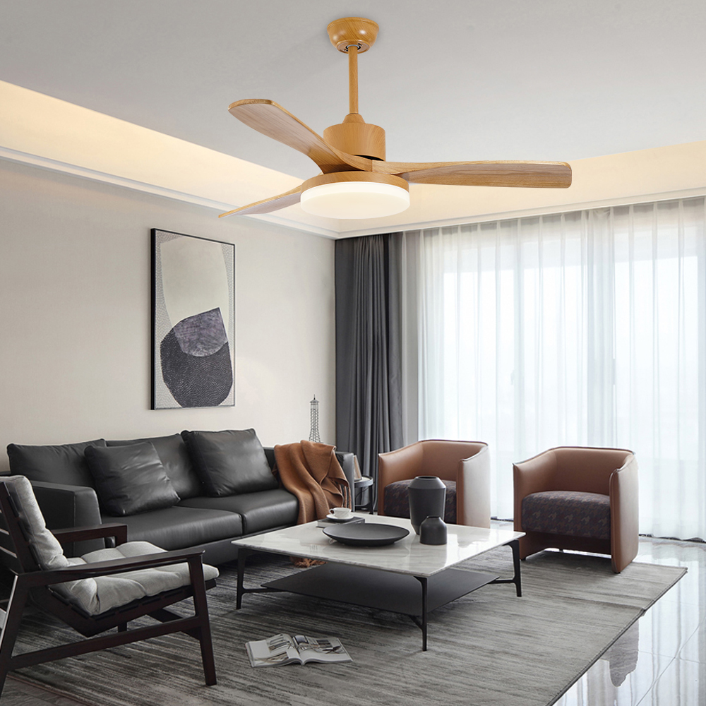 Modern Rechargeable Residential Decorative Remote LED Chandelier Ceiling Wooden Fan Light