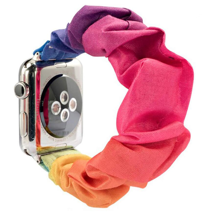 Изготовленный на заказ, обтянутая тканью; Ремешок для наручных часов Apple Watch, Вельветовая одежда для детей из атласного шелка резинка для волос